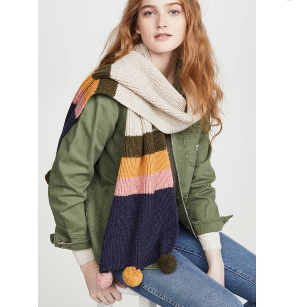 Madewell Striped Pom-Pom Scarf